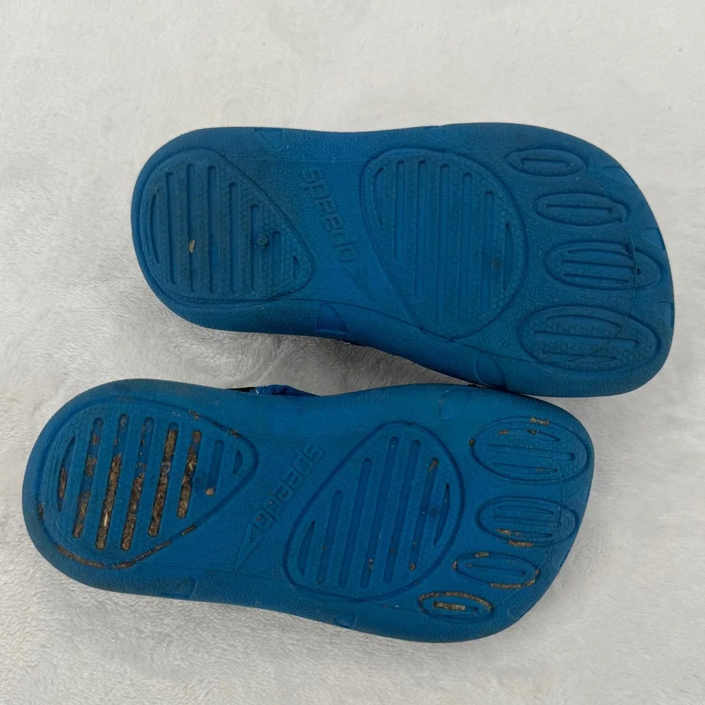 Speedo Kids Water Shoes Black & Blue Mesh Neoprene Swim Shoes Toddler Size 7/8 M